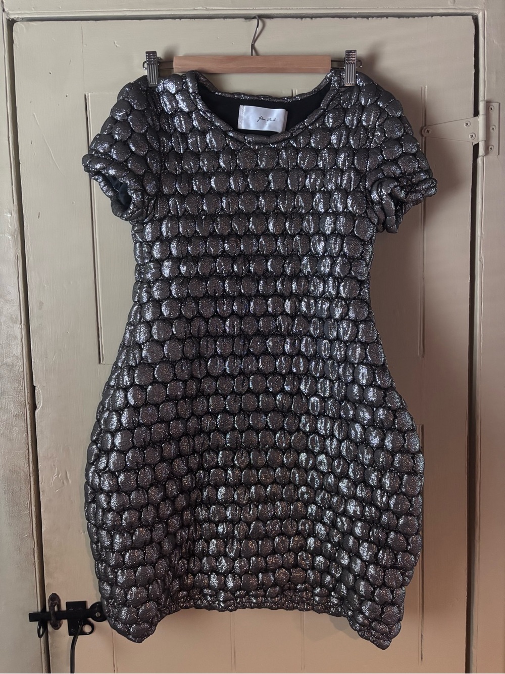 Julien David Vintage Metallic Bubble Cocktail Dress in Silver